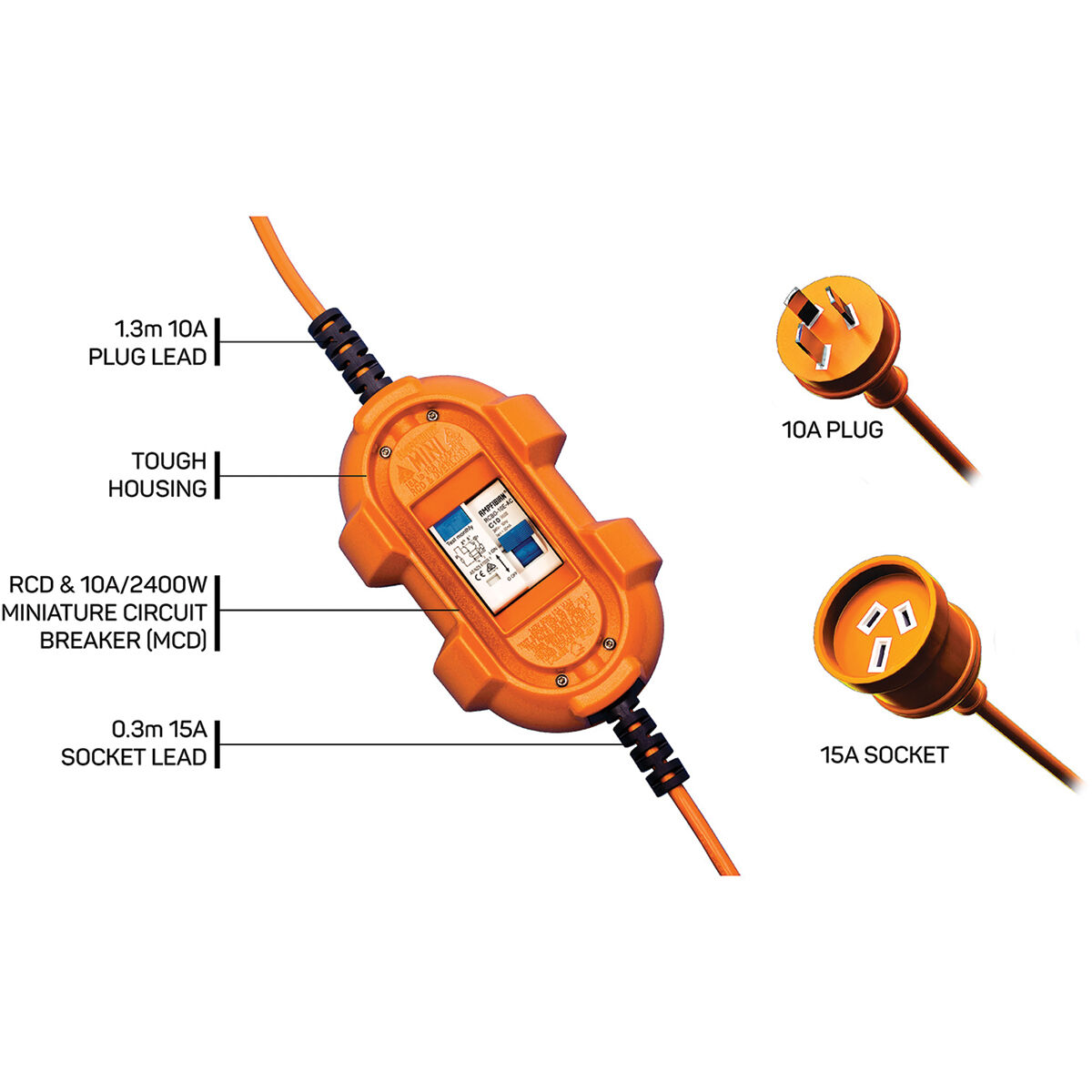 Ampfibian Mini Indoor 15A to 10A Adaptor, , scaau_hi-res