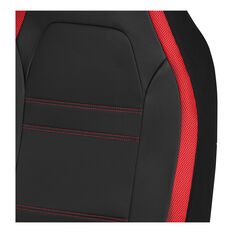 SCA Racing Leather Look & Mesh Seat Covers Black/Red Airbag Compatible, , scaau_hi-res