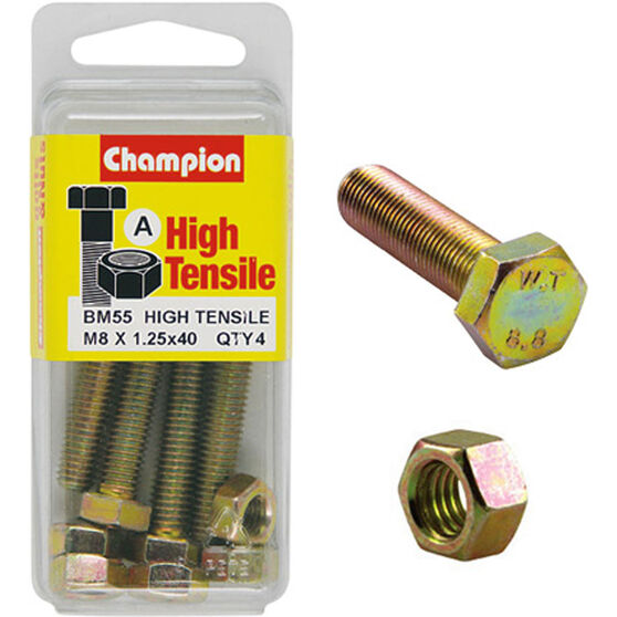 Champion High Tensile Bolts and Nuts - M8 X 40, , scaau_hi-res