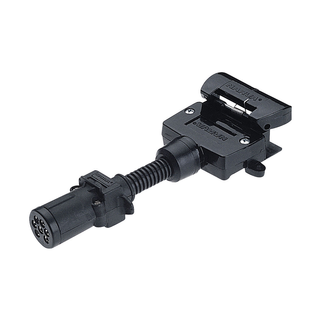 Narva 7 Pin Small Round Socket To 7 Pin Flat Trailer Plug, , scaau_hi-res