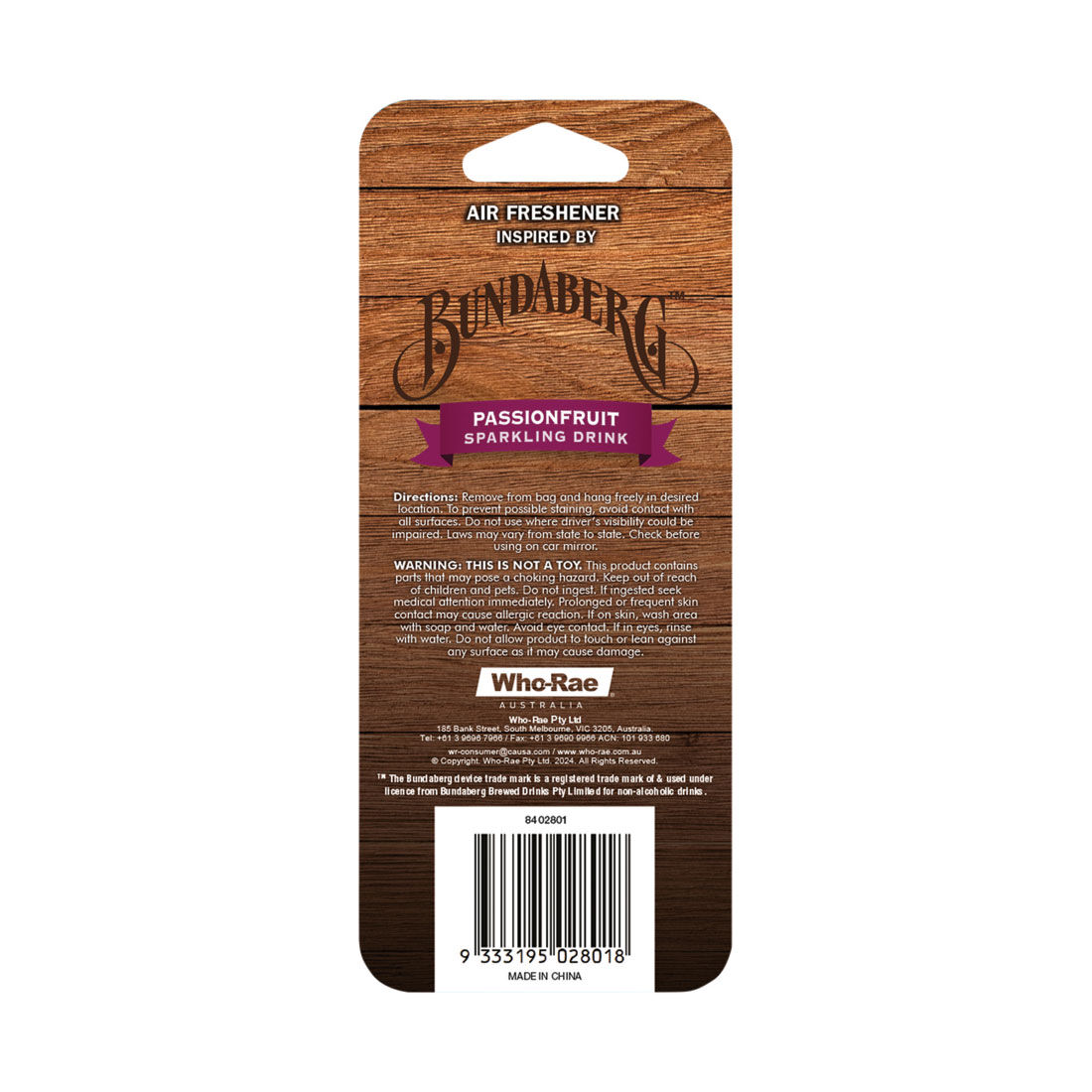 Bundaberg Carded Air Freshener - Passionfruit, , scaau_hi-res