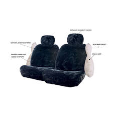 Gold CLOUDLUX Sheepskin Seat Covers - Black Adjustable Headrests Size 30 Front Pair Airbag Compatible, , scaau_hi-res