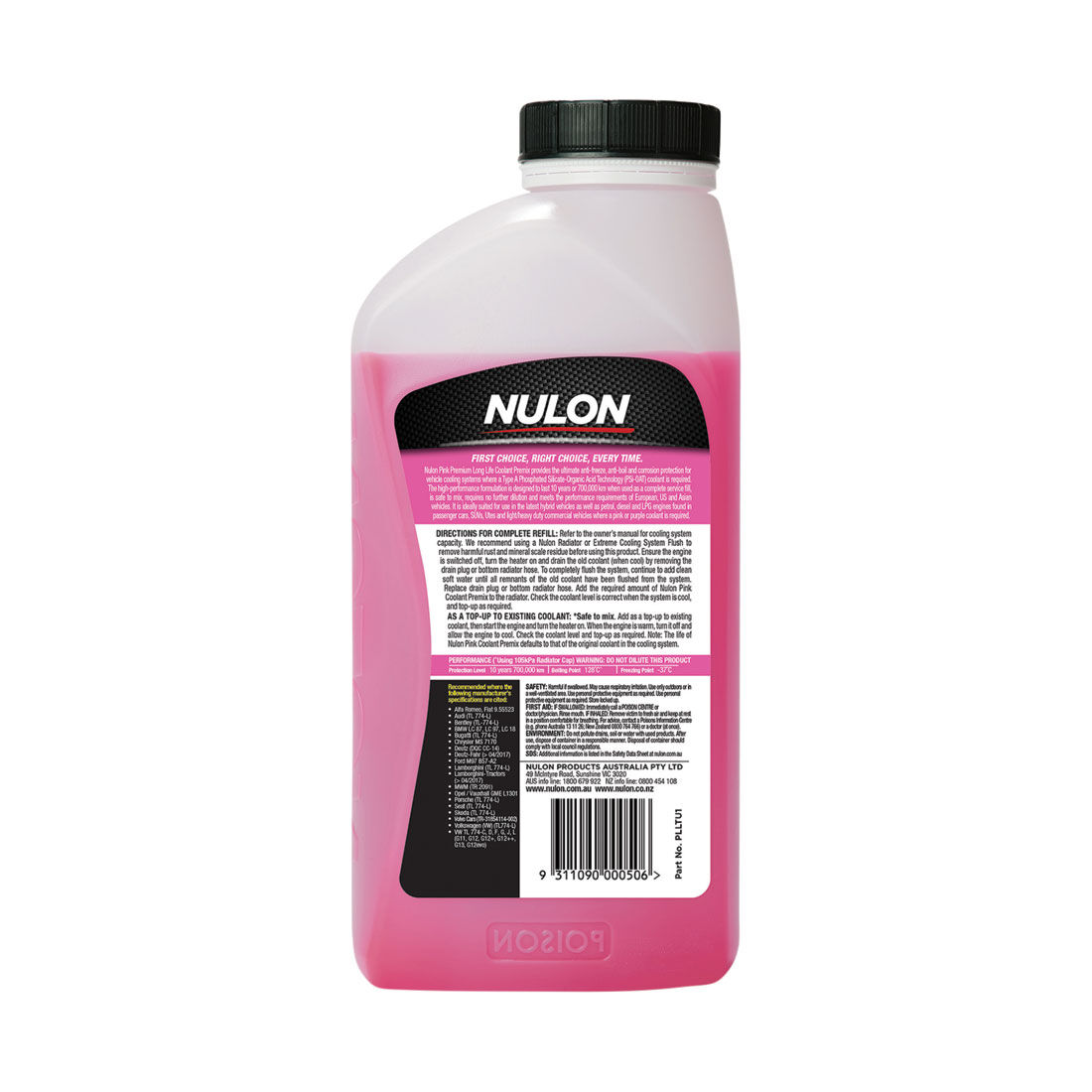 Nulon Pink Anti-Freeze / Anti-Boil Premix Coolant - 1 Litre, , scaau_hi-res
