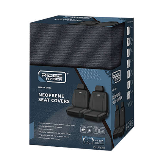 Ridge Ryder Canvas Seat Covers Charcoal/Black Piping Adjustable Headrests Airbag Compatible 30SAB, , scaau_hi-res