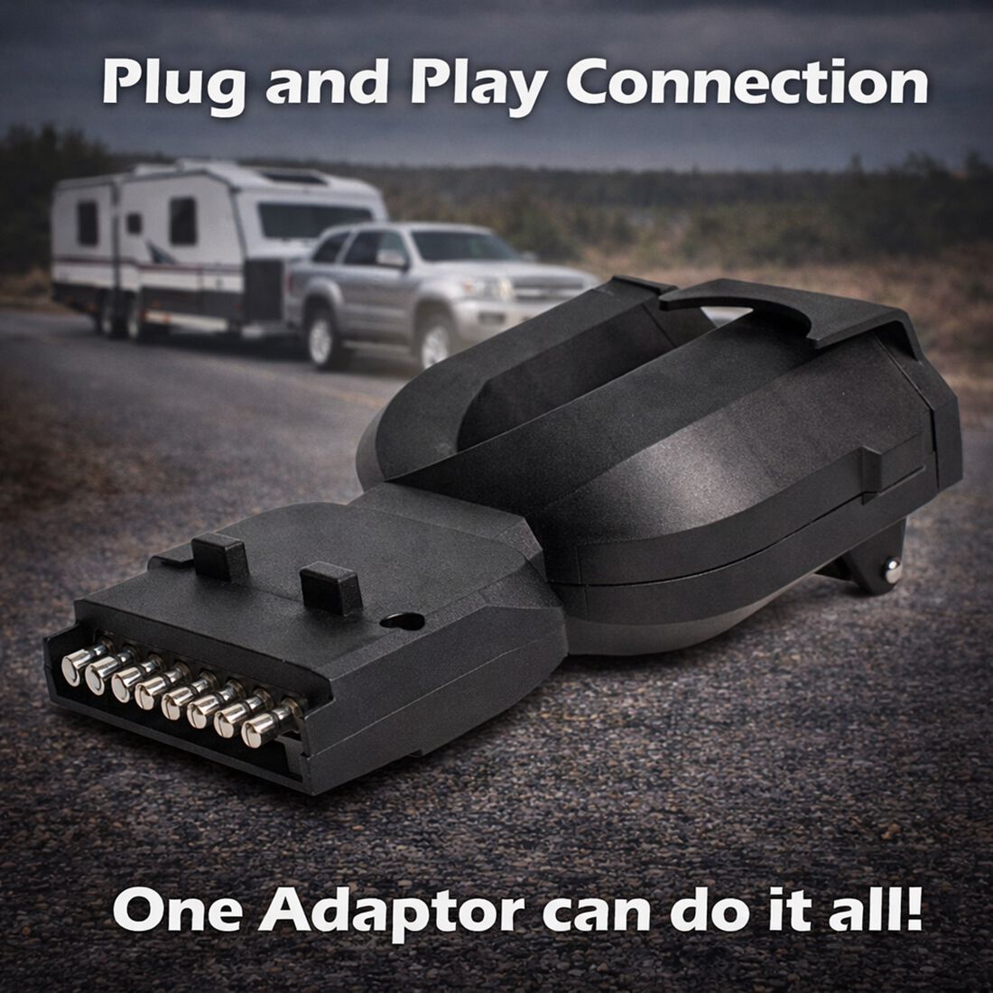 SCA Trailer Adaptor 3 Way 7 Pin Flat Socket to 7 Pin Small Round Plug, 7 Pin Large Round Plug, , scaau_hi-res