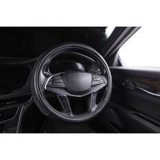 SCA Embossed Leather Look Steering Wheel Cover Black, , scaau_hi-res
