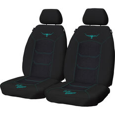 R.M.Williams Aqua Jacquard Seat Covers Black/Aqua Adjustable Headrests Airbag Compatible, , scaau_hi-res