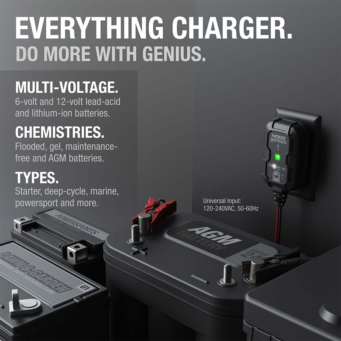 NOCO Genius 1 Battery Charger 6V/12V 1 Amp, , scaau_hi-res