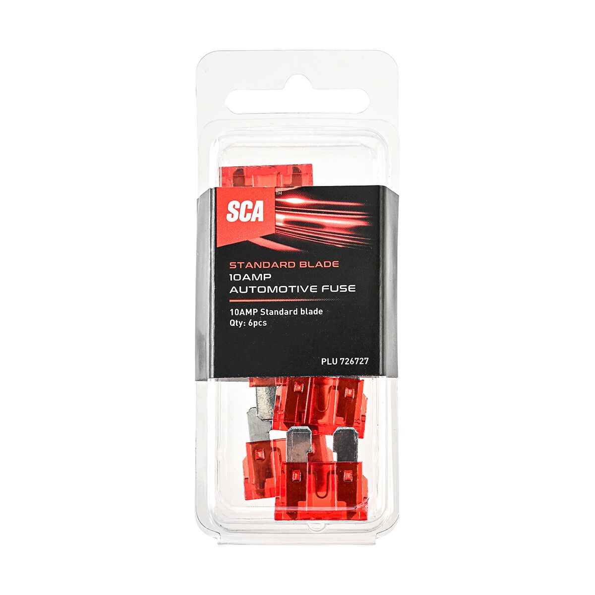 SCA Automotive Fuses - Standard Blade, 10 Amp, 6 Piece, , scaau_hi-res