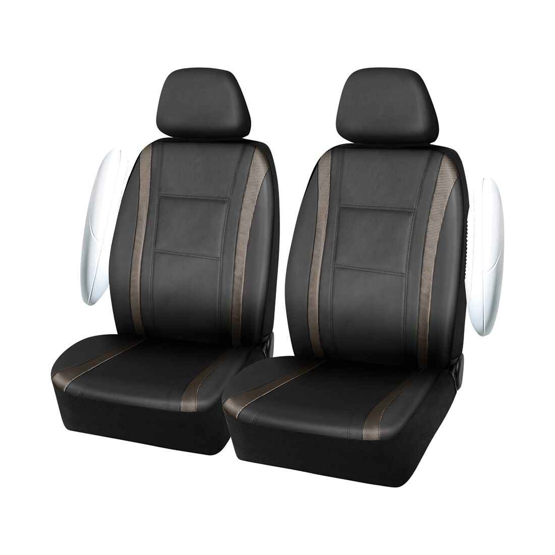 SCA Seat Cover Sports Black Metallic Leather Look, Adjustable Headrests, Airbag Compatible, Size 30A, , scaau_hi-res