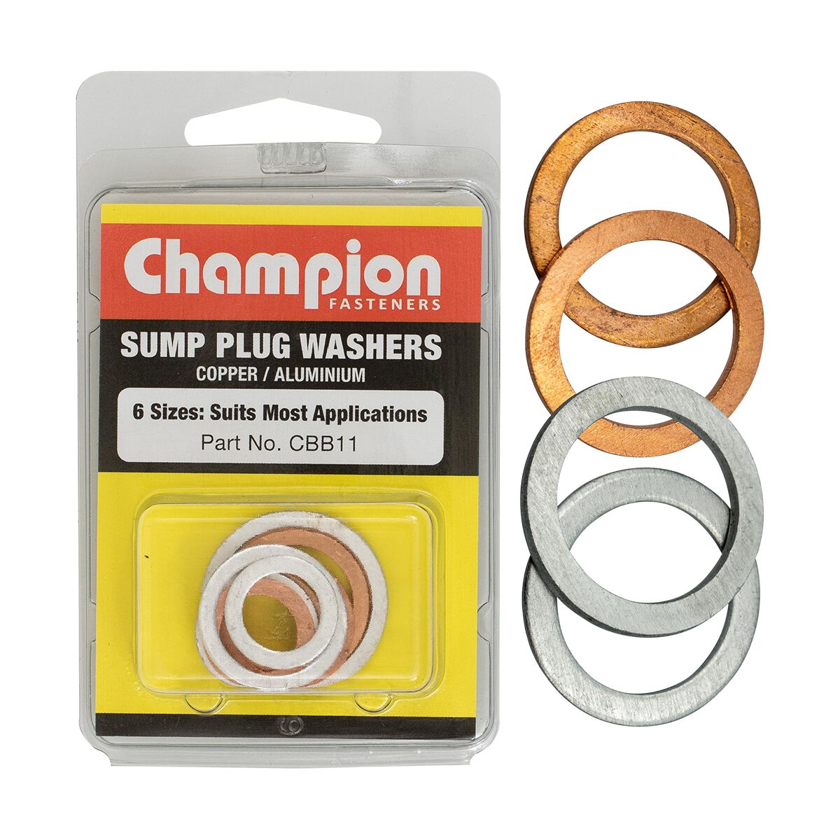 Champion Blister Assortment Flat Copper Washers, , scaau_hi-res