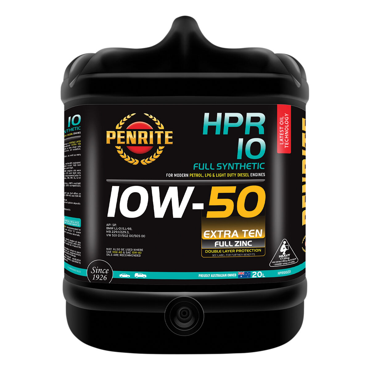 Penrite HPR 10 Engine Oil 10W-50, 20 Litre, , scaau_hi-res