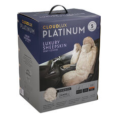 Platinum CLOUDLUX Sheepskin Seat Covers - Bamboo Adjustable Headrests Size 30 Front Pair Airbag Compatible, , scaau_hi-res