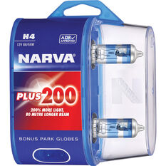 Narva Plus 200 Headlight Globes - H4, 12V 60/55W, 48392BL2, , scaau_hi-res