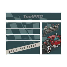 ToolPRO Tool Cabinet Magnet Fascia Set - Old School Hot-Rodder, Suits 41" Cabinet, , scaau_hi-res