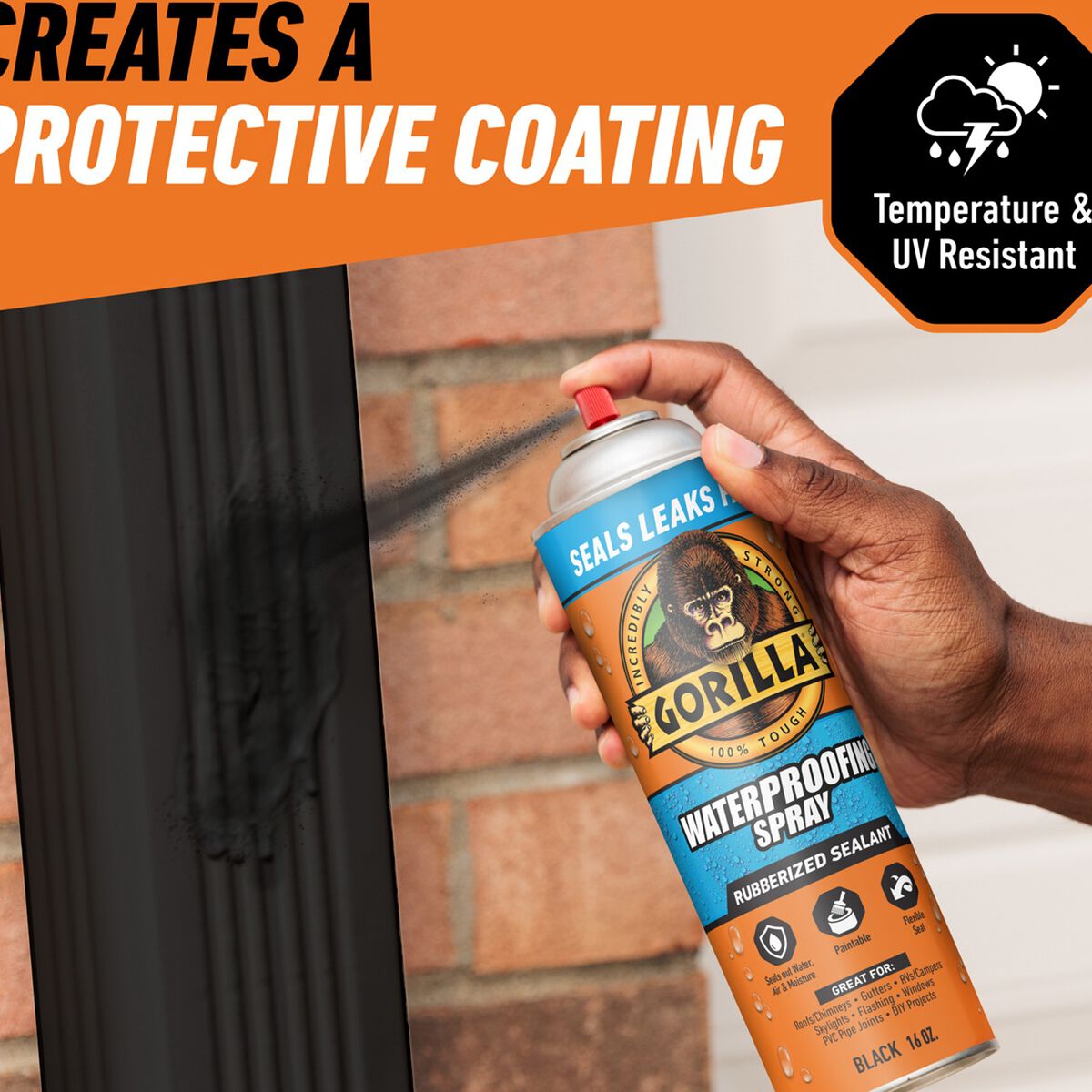 Gorilla Spray Waterproof Patch & Seal Black 396g/14oz, , scaau_hi-res