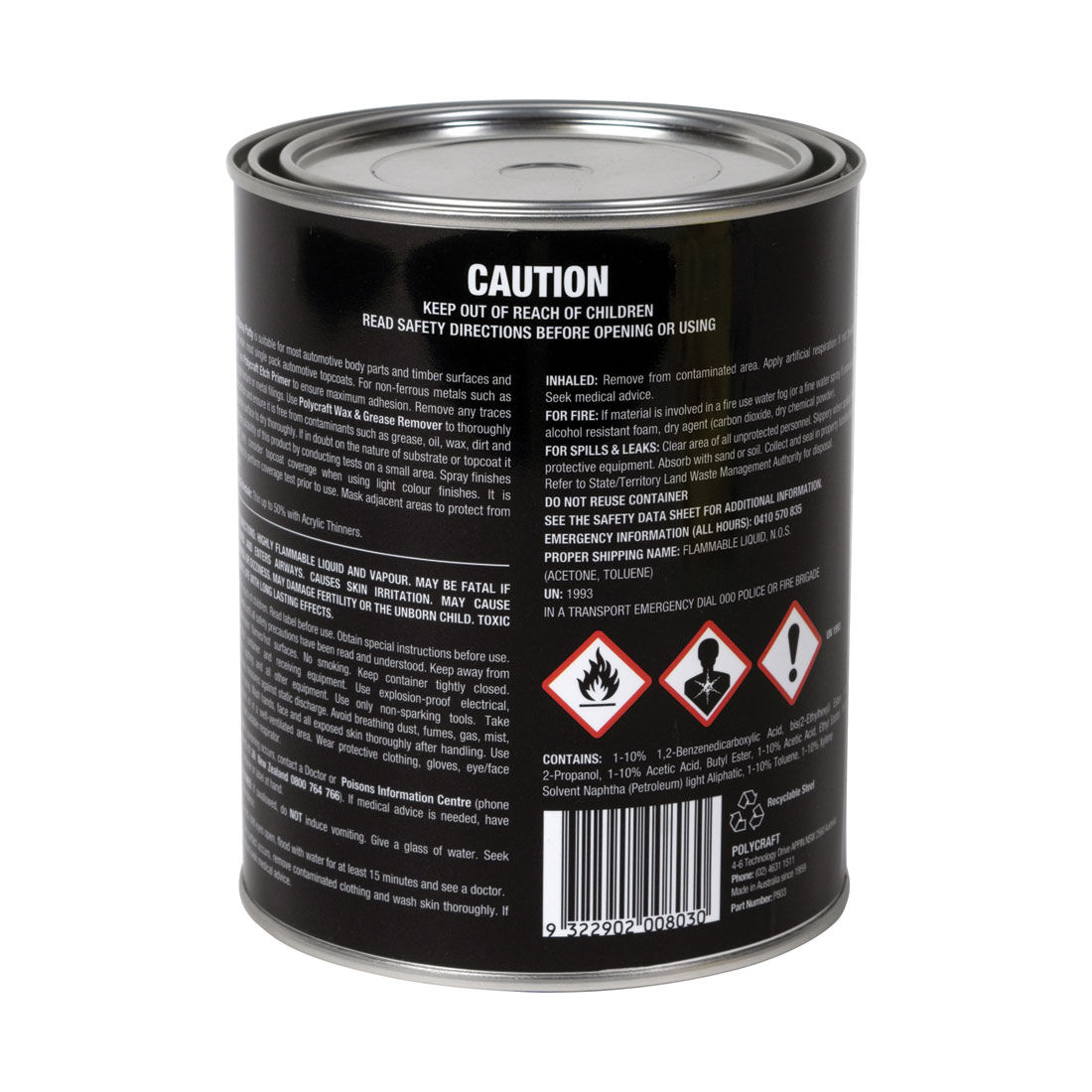 Polycraft Primer Spray Putty 1 Litre, , scaau_hi-res