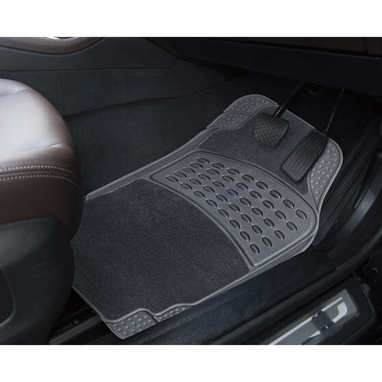 SCA Combo Carpet/PVC Car Floor Mats - Set of 4, Grey, , scaau_hi-res