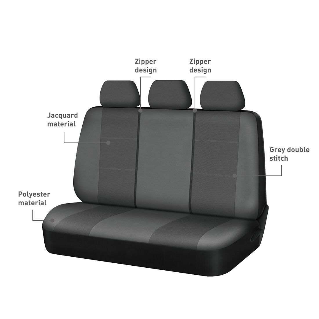 SCA Jacquard Seat Covers Charcoal, Rear, Airbag Compatible, Size 06H, , scaau_hi-res