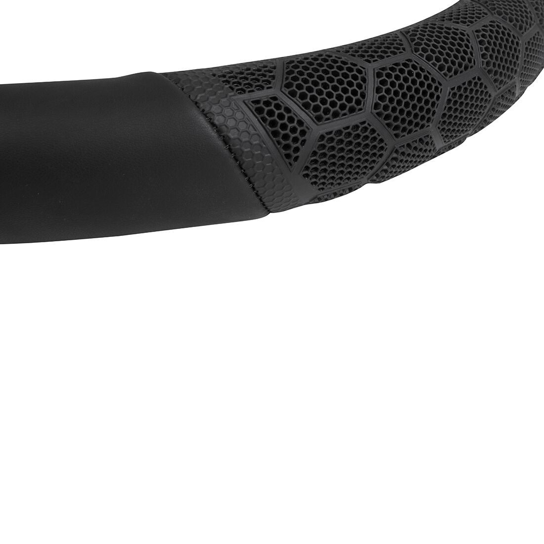 SCA Steering Wheel Cover - Leather Look & Rubber, Black and Grey, 380mm, , scaau_hi-res