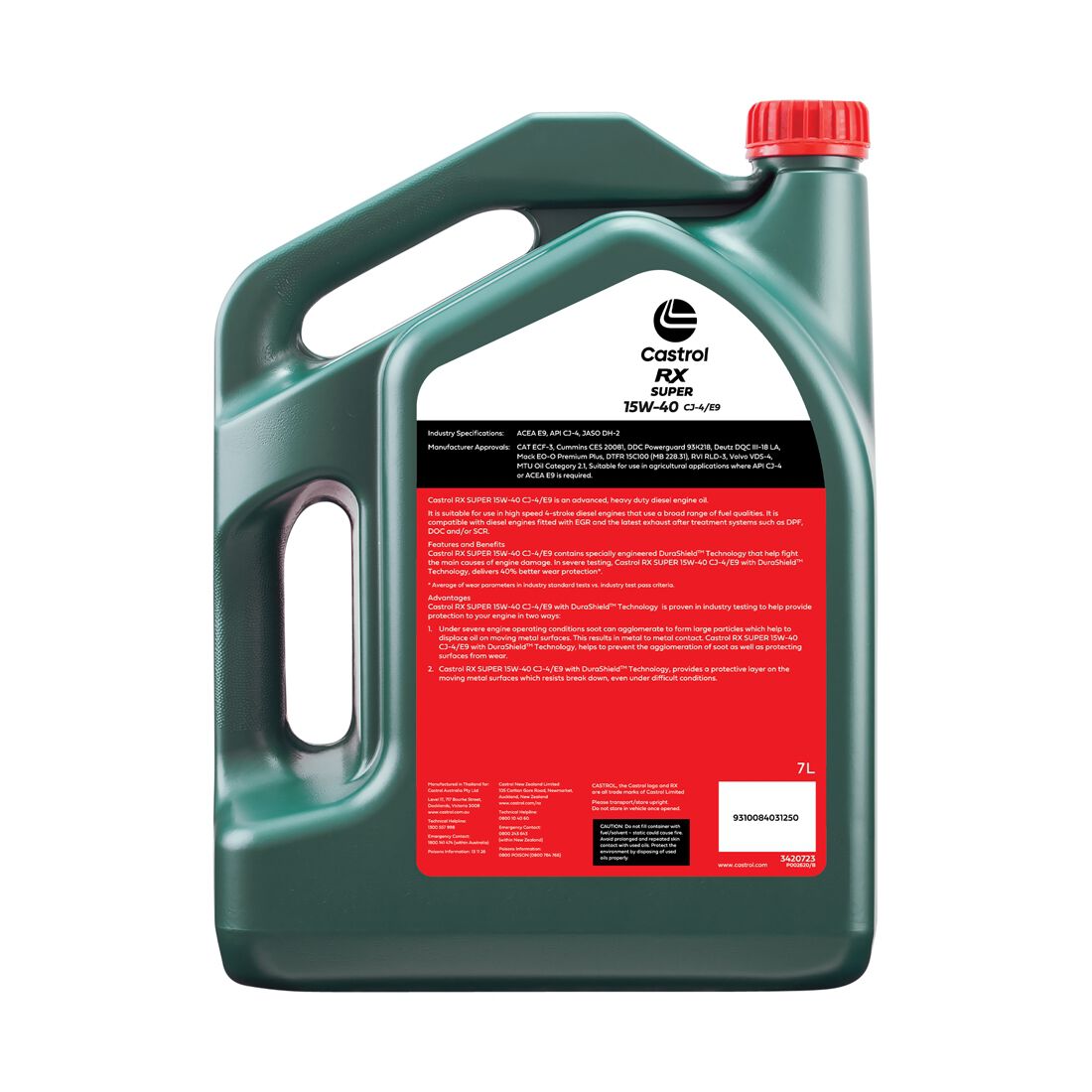 Castrol RX Super 15W-40 CJ-4/E9 Diesel Engine Oil, 7 Litre, , scaau_hi-res