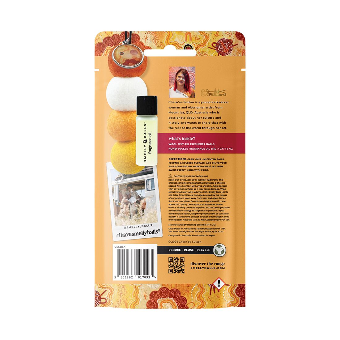 Smelly Balls Chern'ee Sutton Air Freshener Set Honeysuckle 5ml, , scaau_hi-res