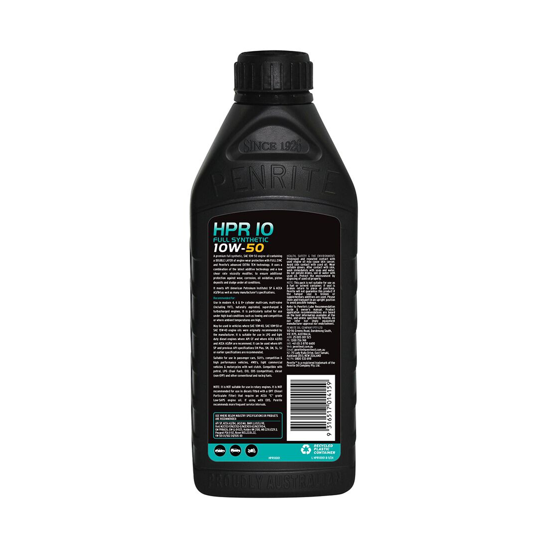 Penrite HPR 10 Engine Oil - 10W-50, 1 Litre, , scaau_hi-res