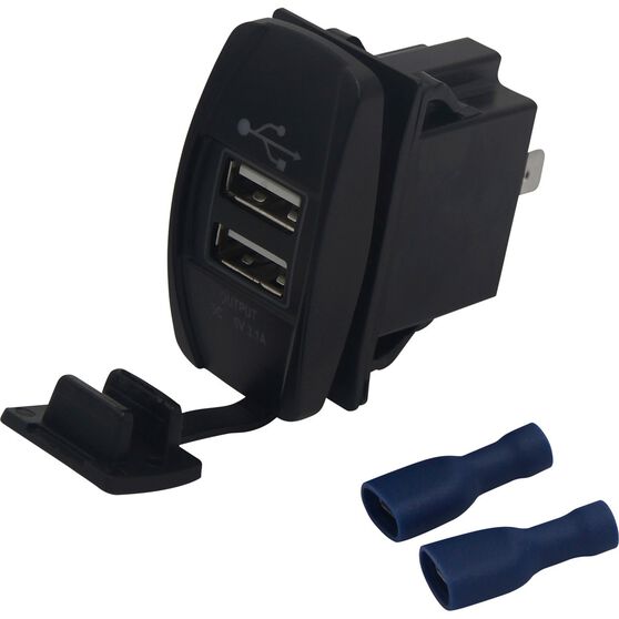 Panel Mount Socket, Dual USB Supercheap Auto