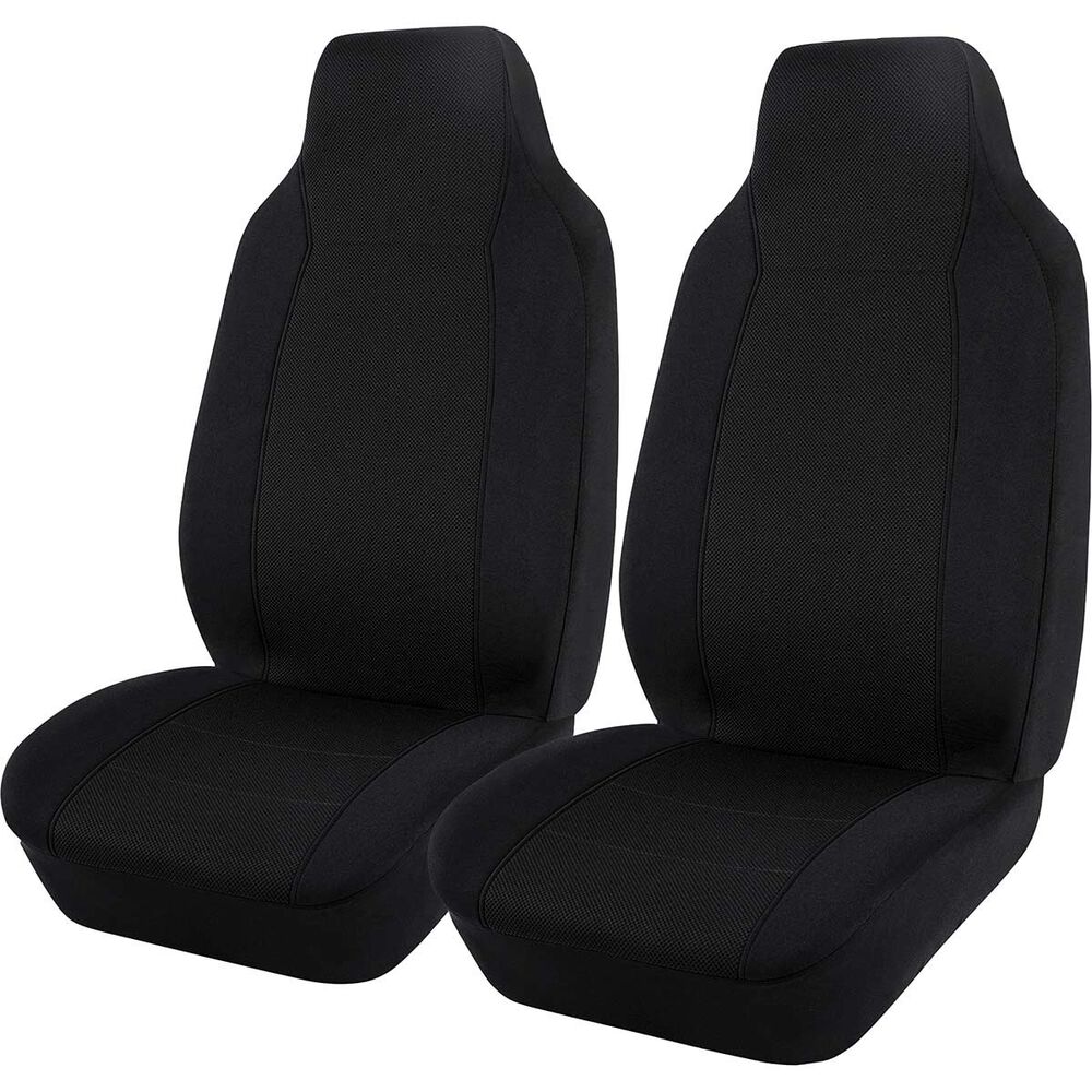 SCA Jacquard Seat Covers Black, Builtin Headrests, Airbag Compatible