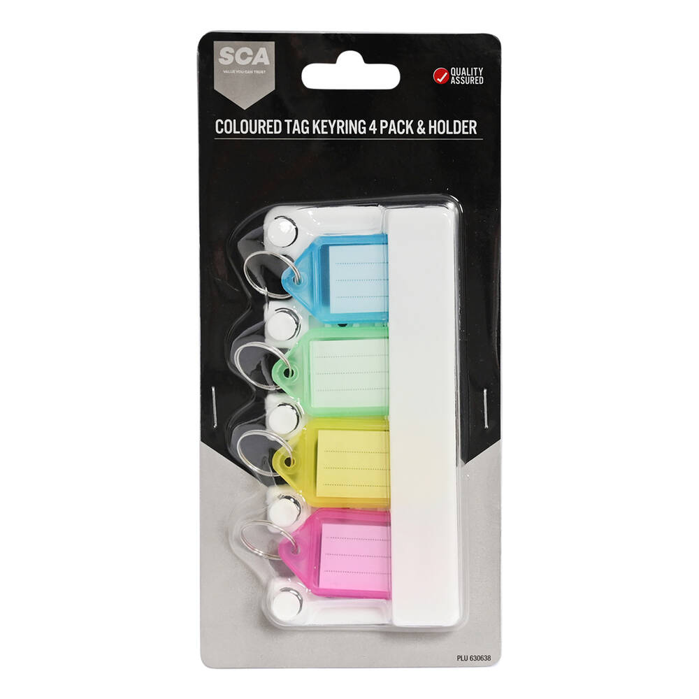 Sca Key SCA Tag Keyring Set With Holder 4 Pack Multi-Coloured | Supercheap Auto