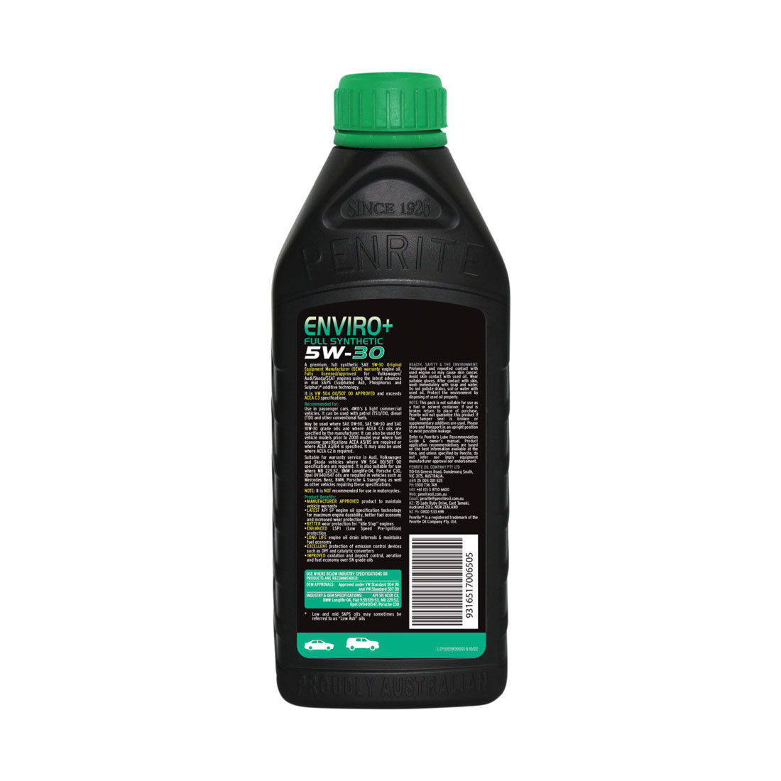 Penrite Enviro+ Engine Oil - 5W-30 1 Litre, , scaau_hi-res