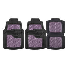 SCA Checkerplate PVC Car Floor Mats - Set of 4, Purple/Black, , scaau_hi-res