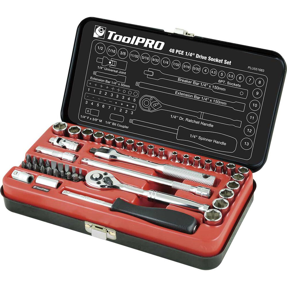 ToolPRO Socket Set 1 / 4 inch Drive, Metric / Imperial, 48 Piece