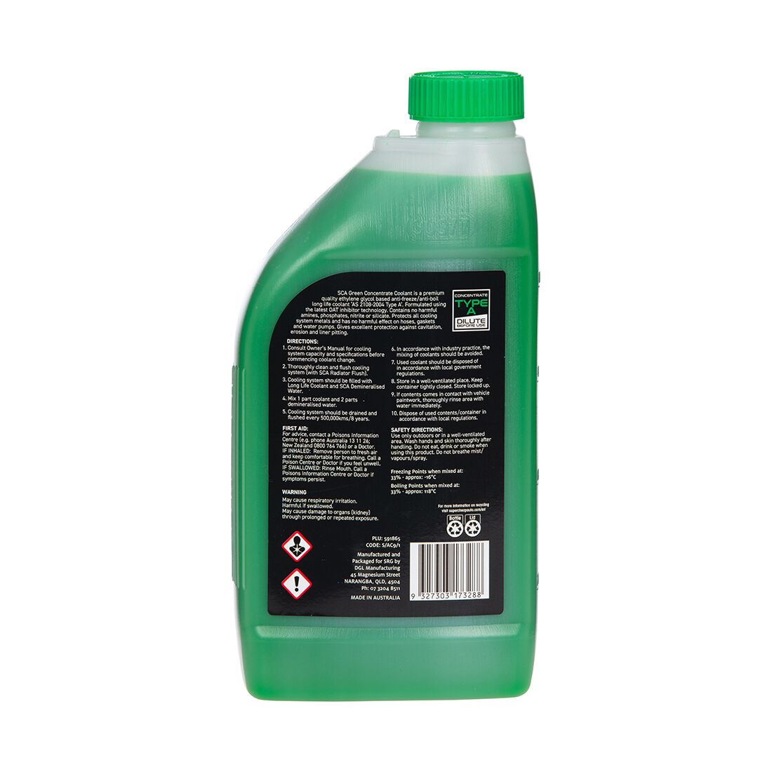 SCA Green Long Life Coolant Concentrate - 1 Litre, , scaau_hi-res