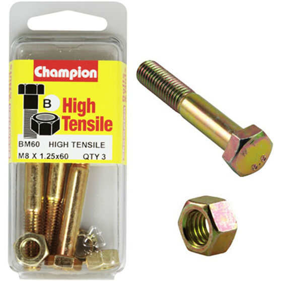 Champion High Tensile Bolts and Nuts - M8 X 60, , scaau_hi-res