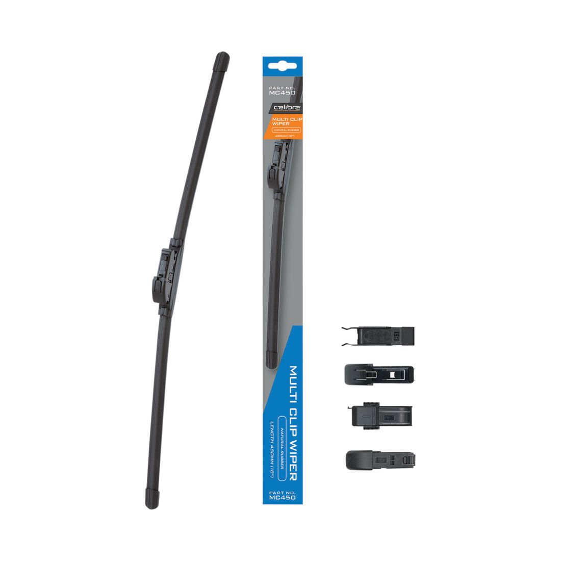 Calibre Multi-Clip Wiper Blade 450mm (18") Single - MC450, , scaau_hi-res