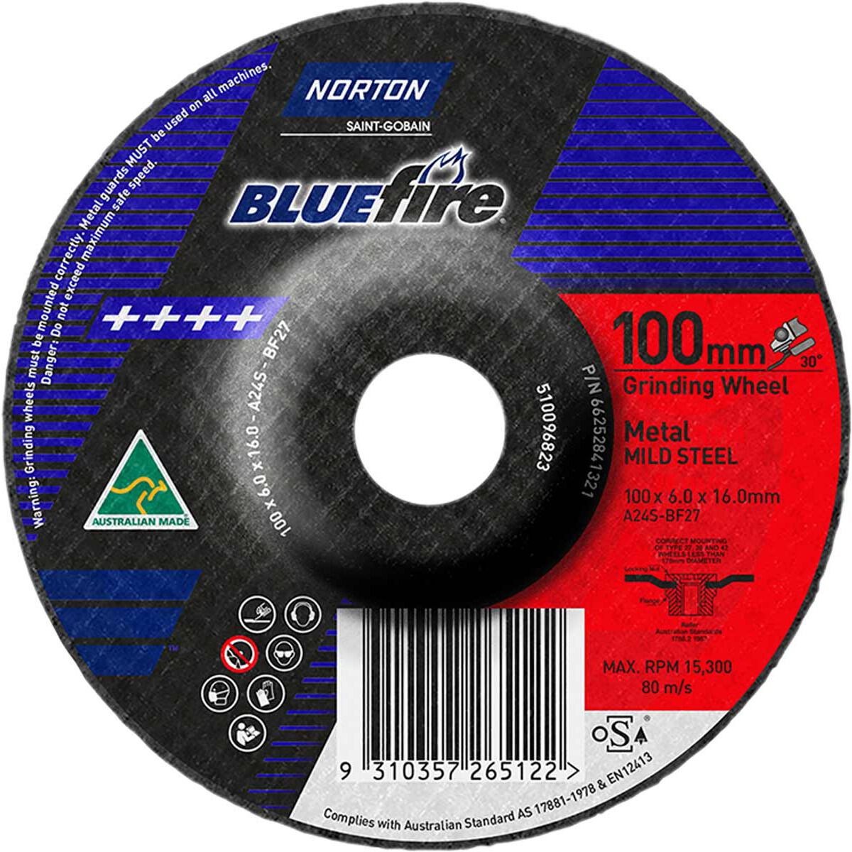 Norton Grinding Disc 100mm x 6mm x 16mm Supercheap Auto
