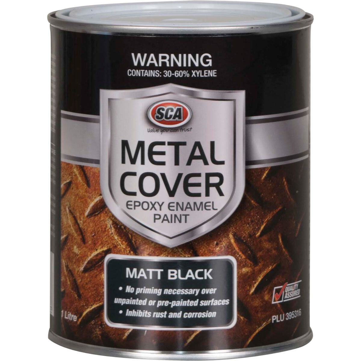 SCA Metal Cover Enamel Rust Paint Matt Black 1 Litre
