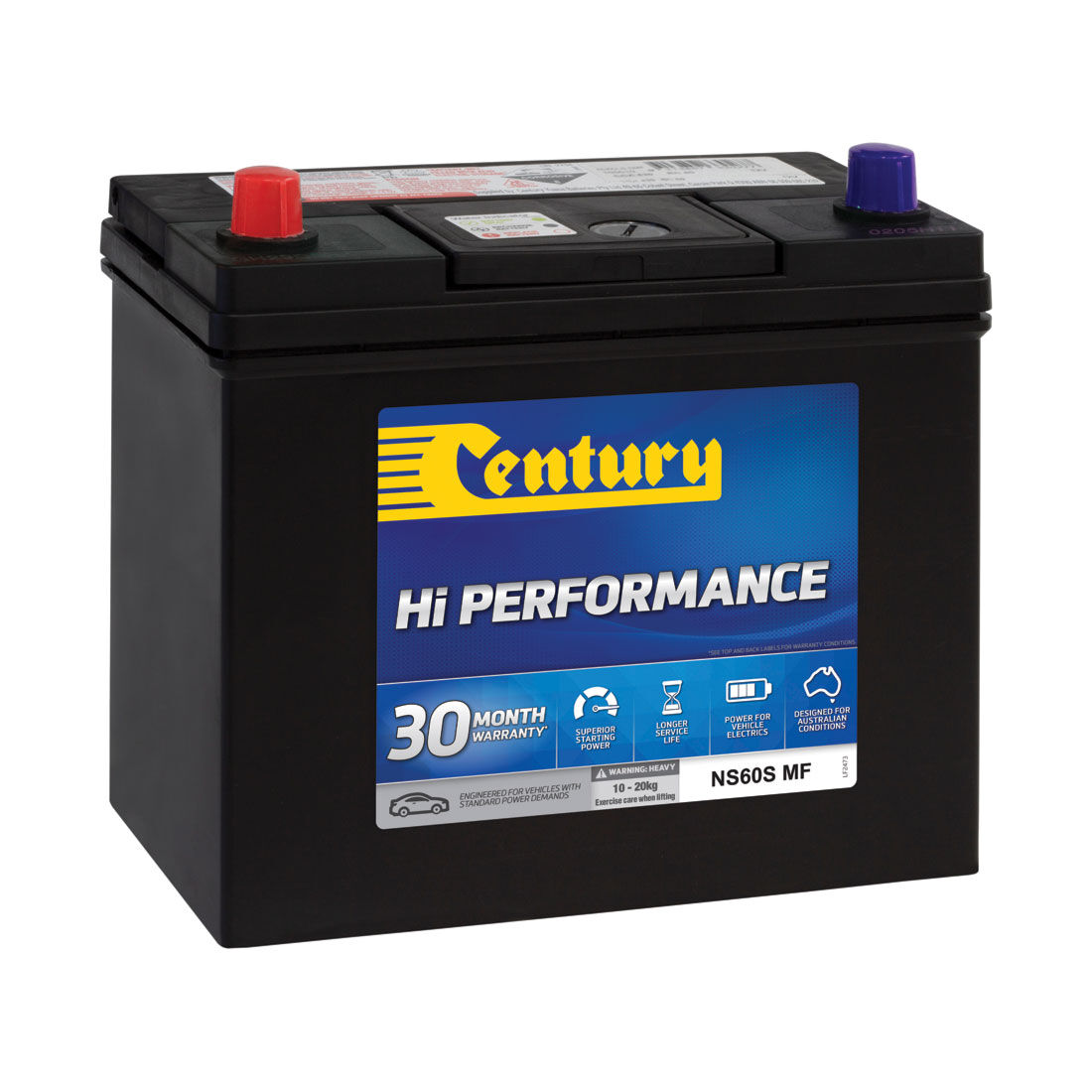 Century Hi Performance Car Battery NS60S MF, , scaau_hi-res