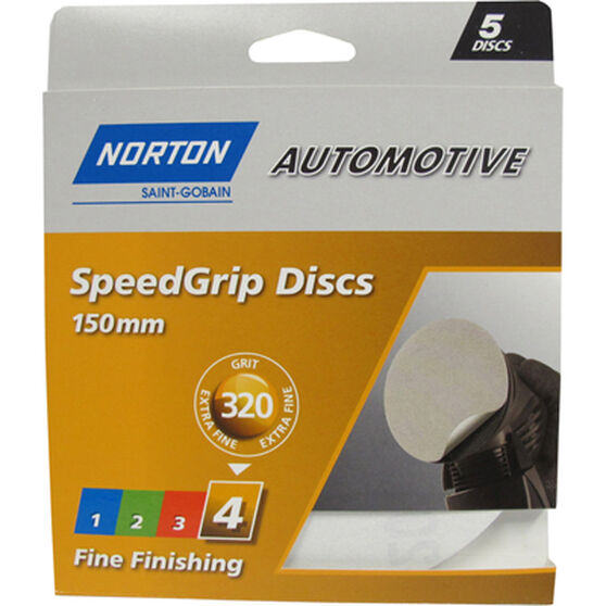 Norton 150mm Speed Grip Disc 320 Grit 5 Pack, , scaau_hi-res