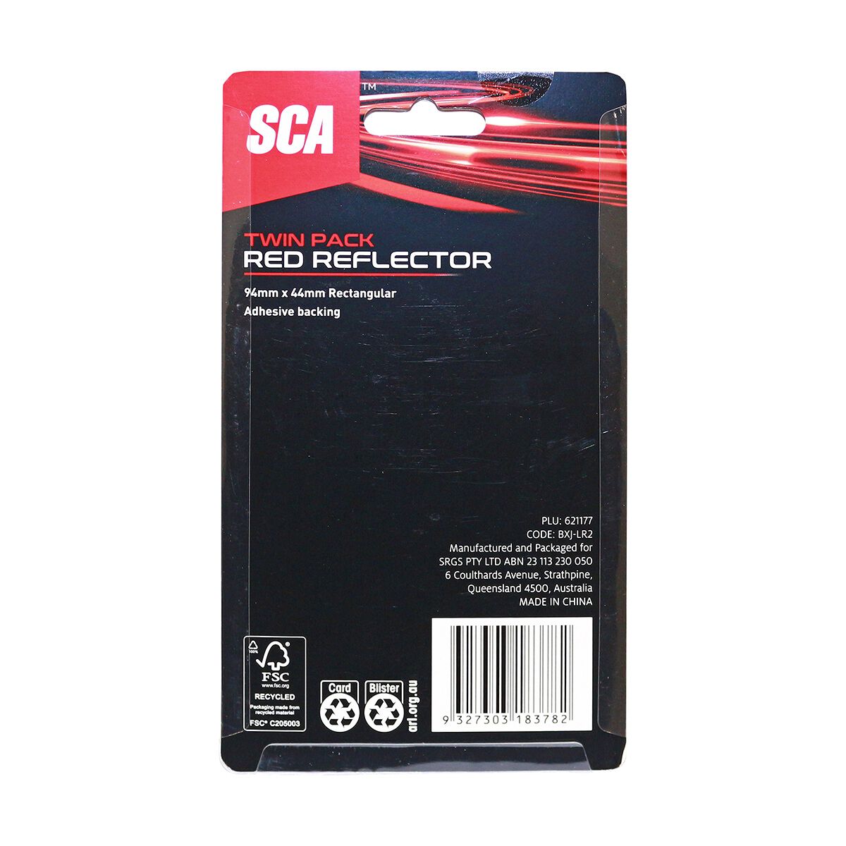 SCA Reflector Twin Pack Rectangular Red 94 x 44mm, , scaau_hi-res