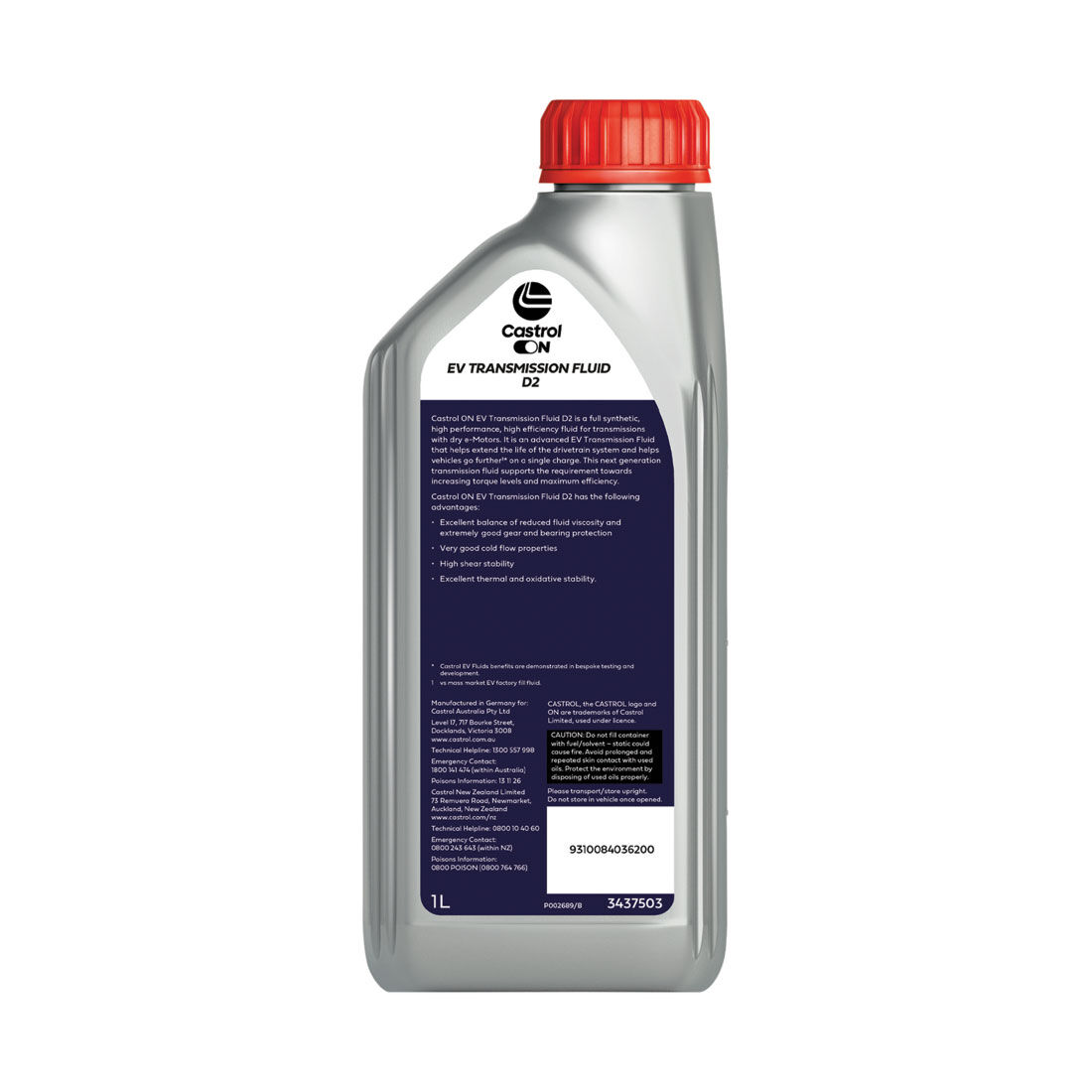 Castrol ON EV Transmission Fluid D2, 1 Litre, , scaau_hi-res