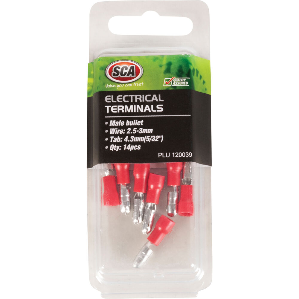 SCA Electrical Terminals Male Bullet, Red, 4mm, 14 Pack Supercheap Auto