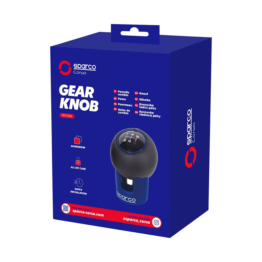 Sparco JDM Gear Knob Aluminium and Leather-look, , scaau_hi-res
