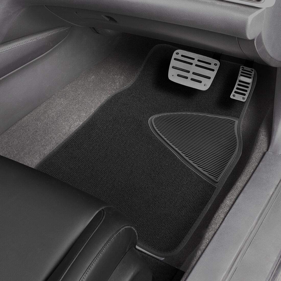 SCA Car Floor Mats Loop Pile Carpet Black Set of 4, , scaau_hi-res