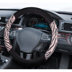SCA Animal Print Steering Wheel Cover - Black/Rose, 380mm, , scaau_hi-res