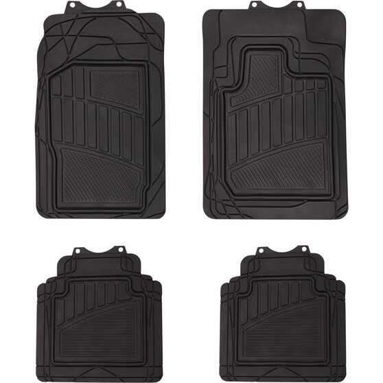 Car Floor Mats Rubber Black Set Of 4 Semi Tailored 4wd Supercheap Auto