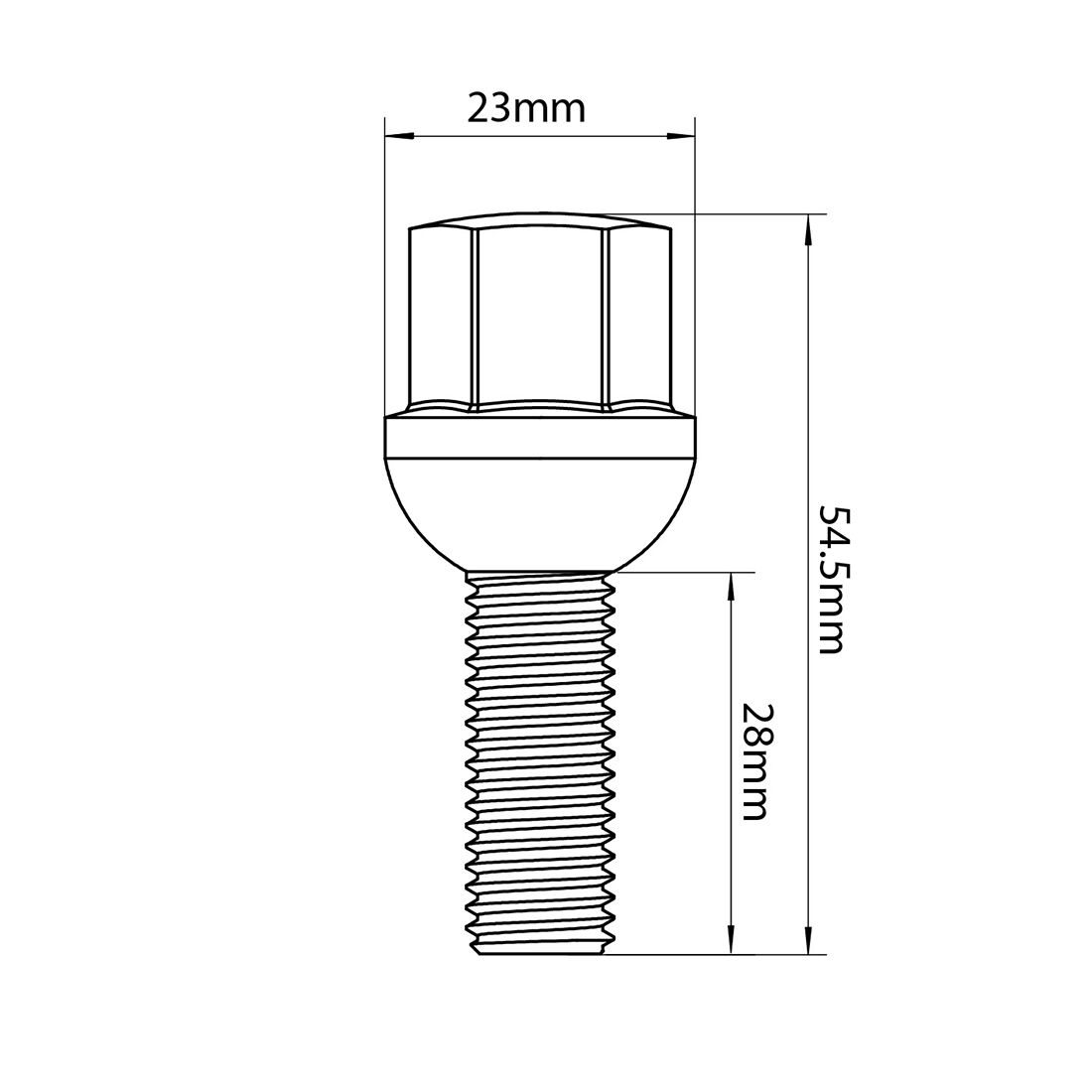 Tridon Wheel Bolts M14x1.5. Ball Seat Bolt. 17mm Hex, , scaau_hi-res
