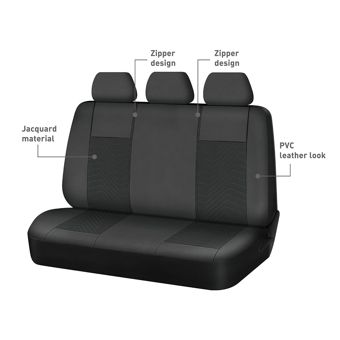 SCA Jacquard & Leather Look Seat Covers Black, Rear, Airbag Compatible, Size 30A, , scaau_hi-res