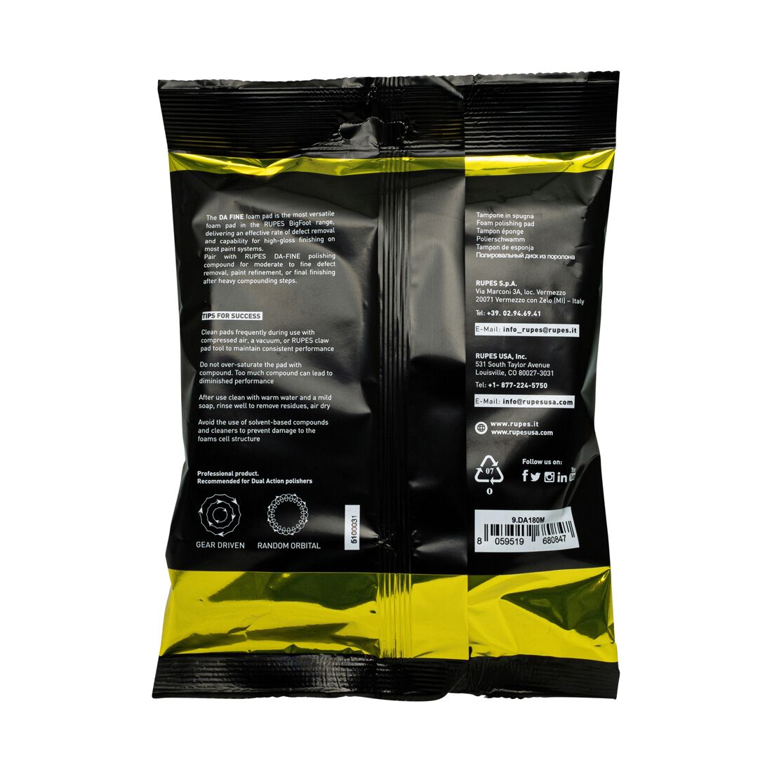 RUPES D-A Fine Finishing Polishing Foam Pad - 150/180mm, , scaau_hi-res